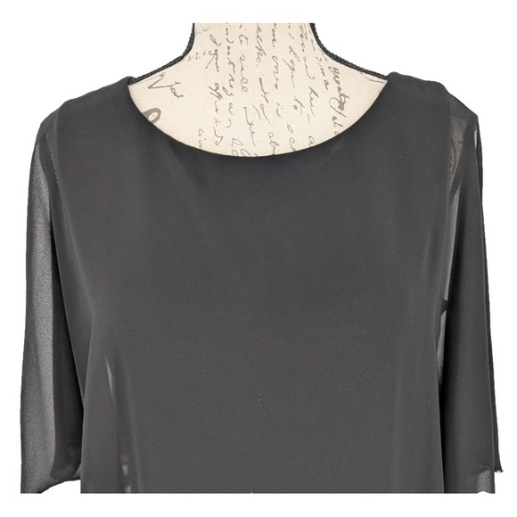 WHIMSY GOTH Black Velour Sheath Dress‎ SIZE 6 Grunge Fairy Sheer Capelet - Picture 8 of 14